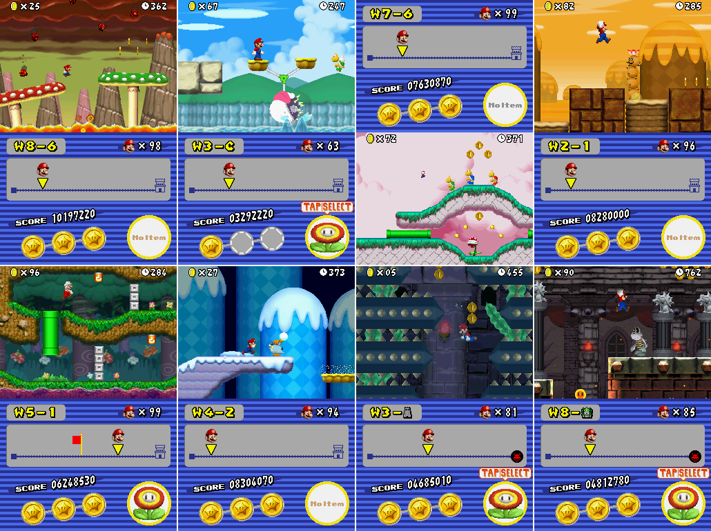 how many levels are in world 8 of super mario bros wii